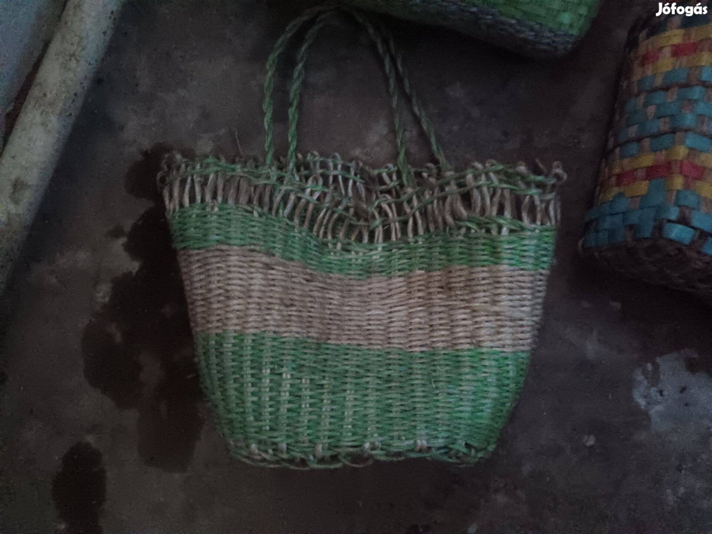 Retro táska régi cekker , boltbajáró szatyor ,házi szövés