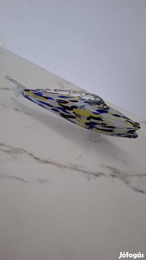 Retró üveg hal dísztárgy