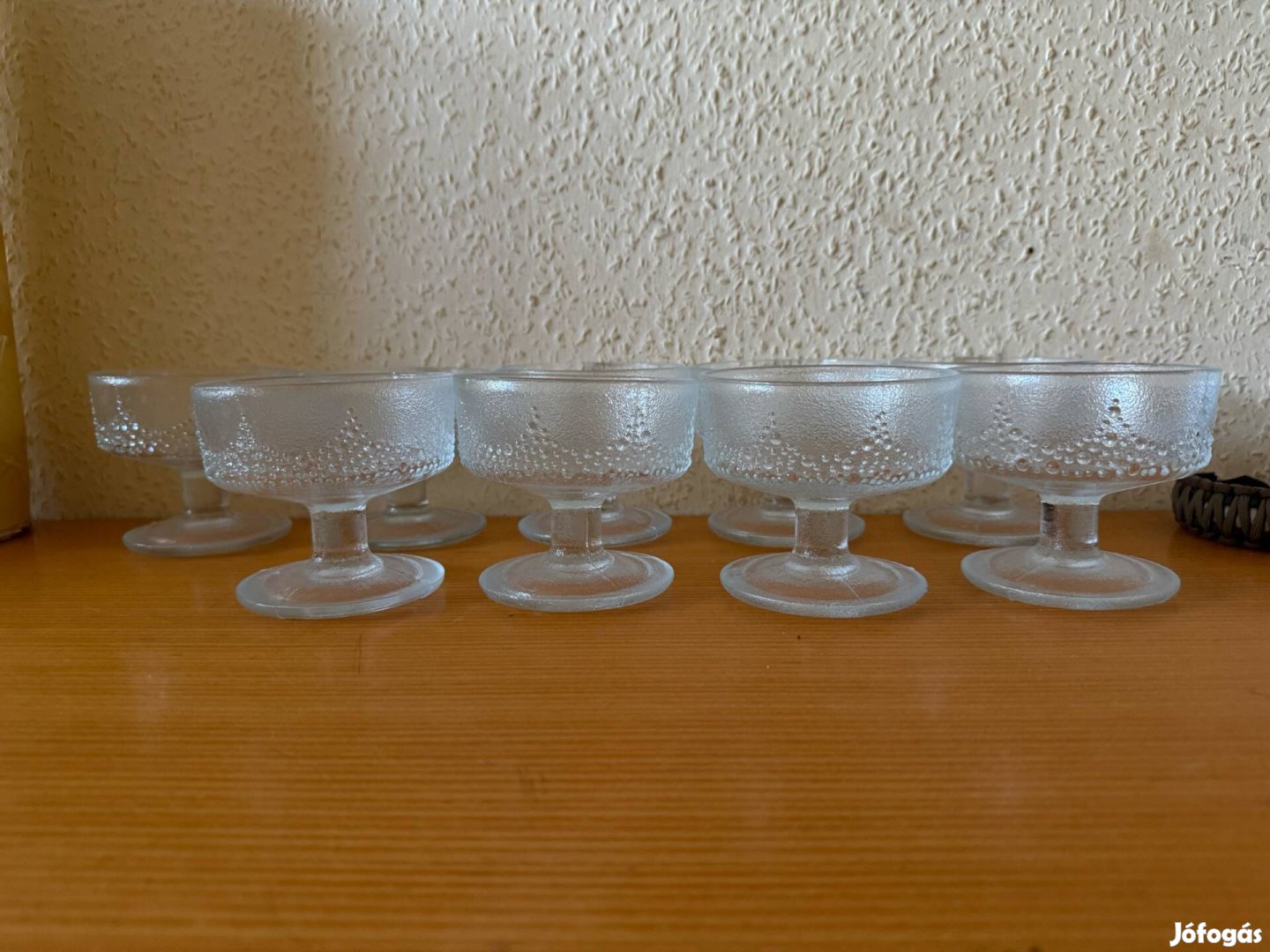 Retro üveg kehely szett 9 db desszert pezsgő fagyi pohár