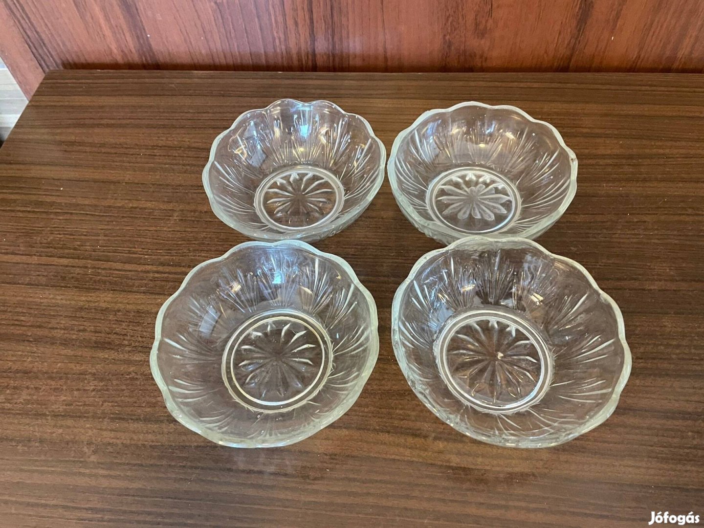Retro üveg kompótos tányér 4 db
