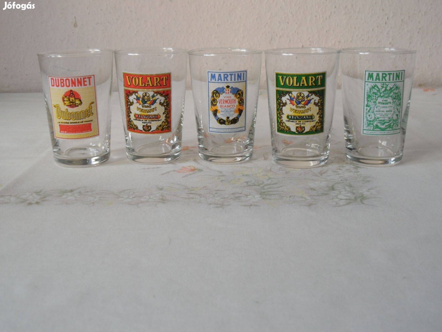 Retro üveg pohár ( 5 db., 1 dl.-es)