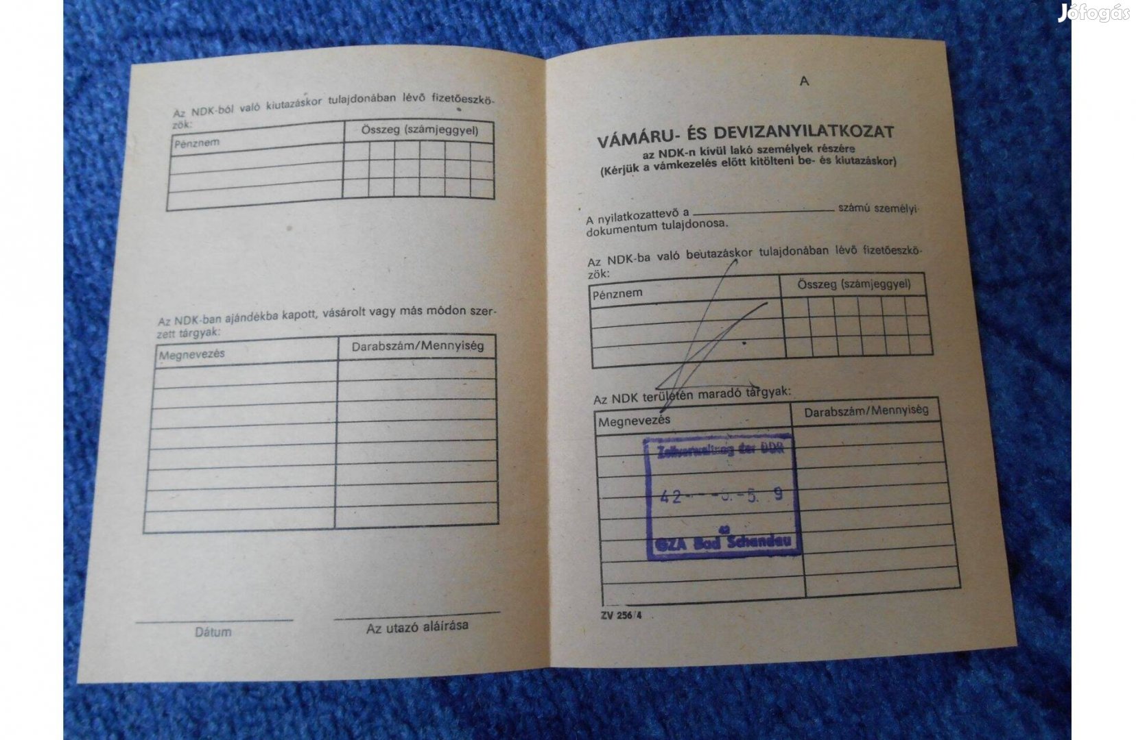 Retro vám és devizanyilatkozat NDK-n kívül lakó személyeknek