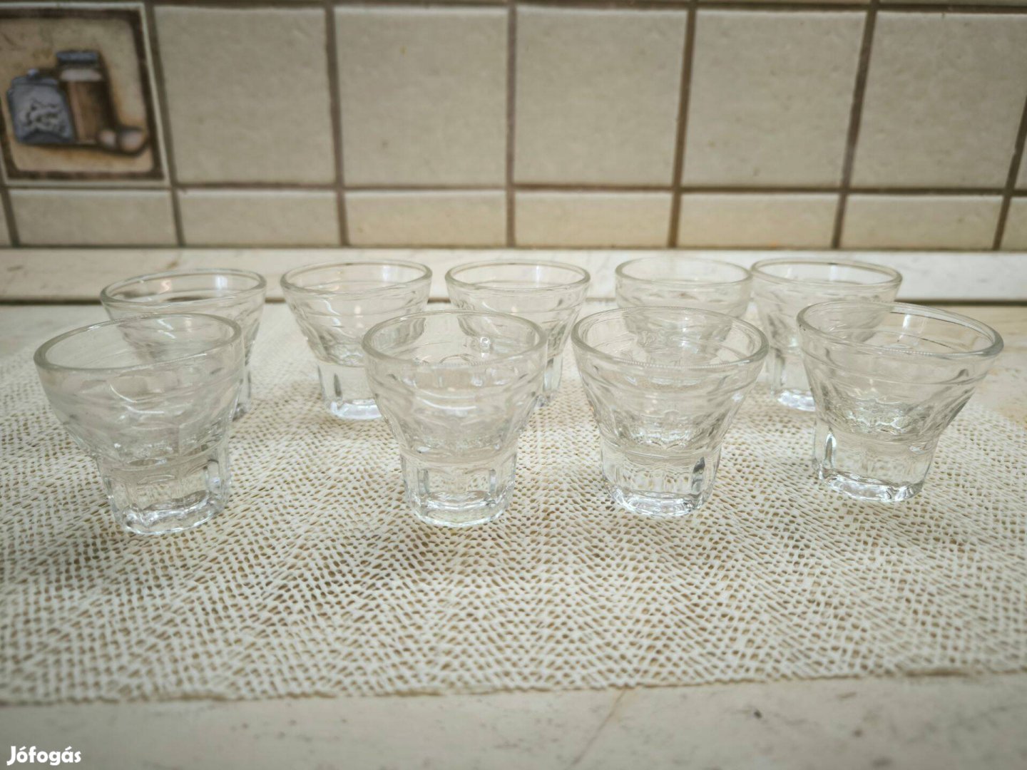Retro vastag üveg pohár 9 db eladó! Art deco pohár eladó!