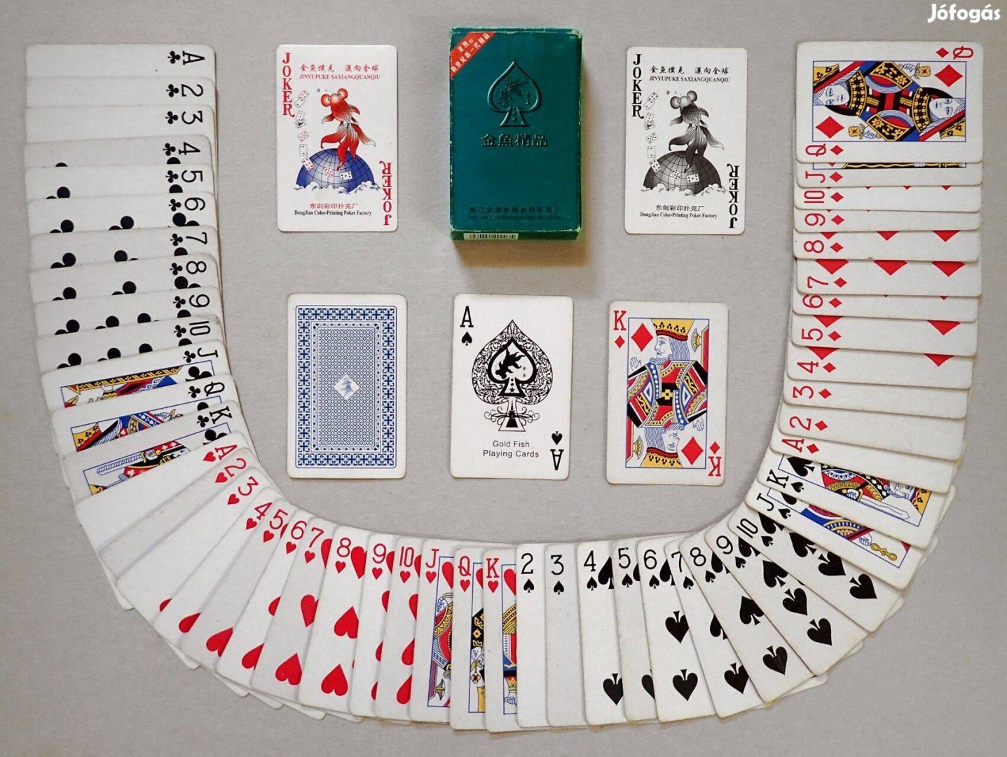 Retró vintage Kínai GOLD FISH Aranyhal francia póker kártya játék