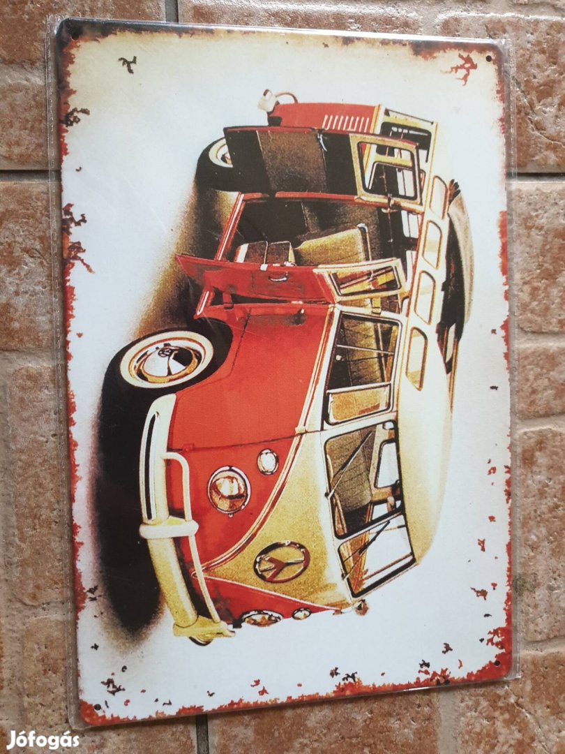 Retró vintage autó kisbusz VW fém reklám tábla