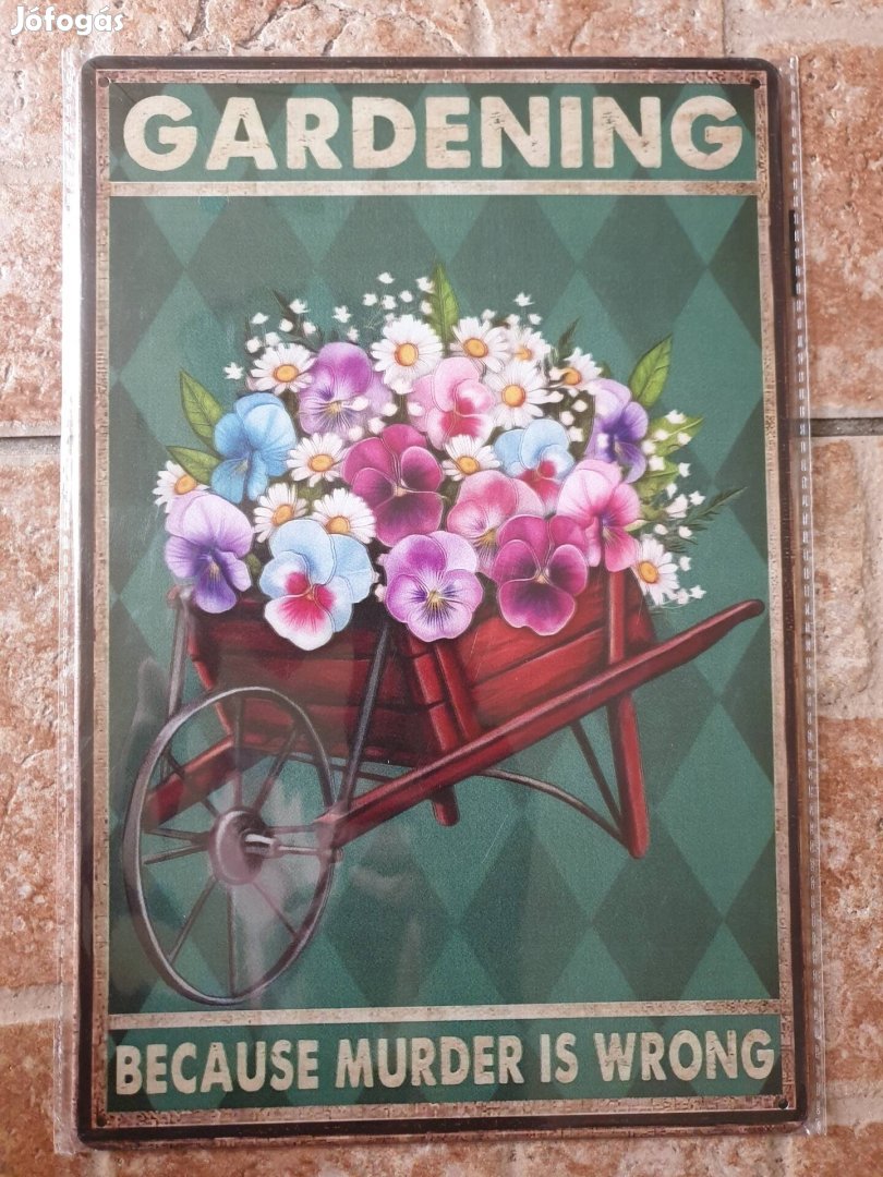 Retró vintage fém reklám tábla virág Nőnap kert