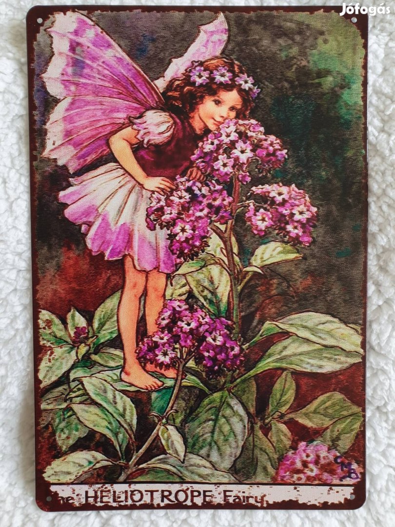 Retró vintage fém tábla kép virág kislány Anyák- napja