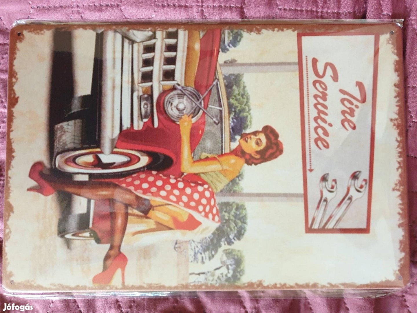 Retró vintage pin up girl fém reklám autó szervíz