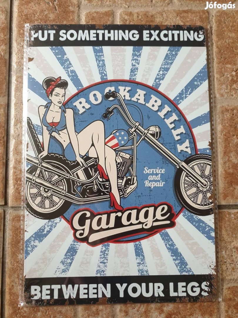 Retró vintage pin up girl motor fém reklám tábla