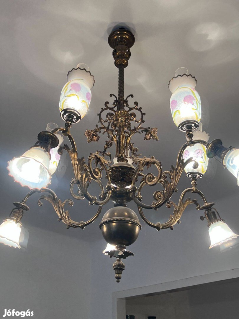 Réz csillár és falikar szett