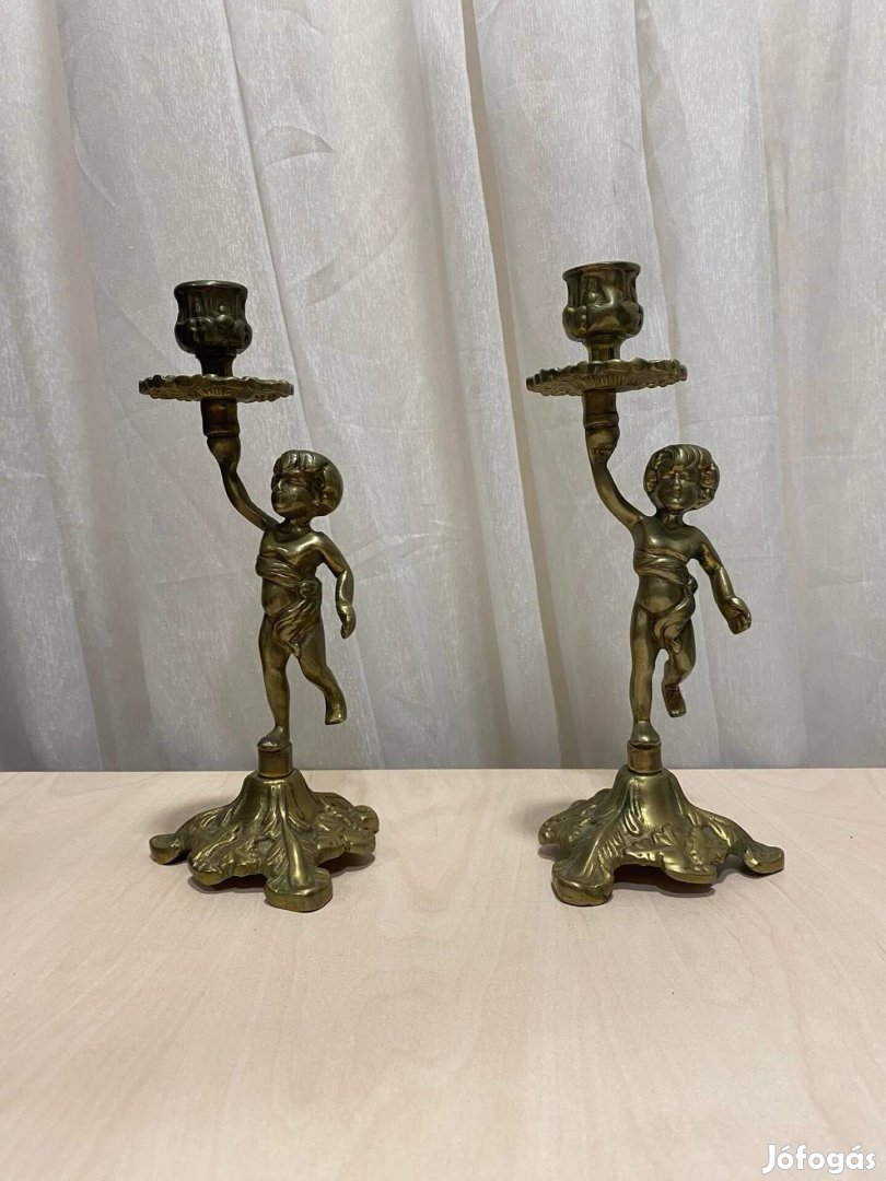 Réz figurális gyertyatartó párban