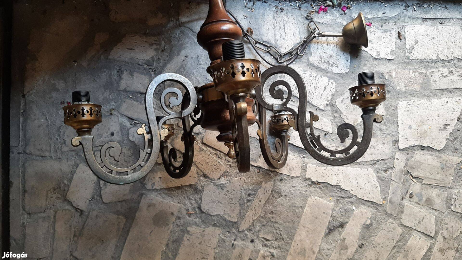 Réz retro Csillár lámpa 5 ágú antik