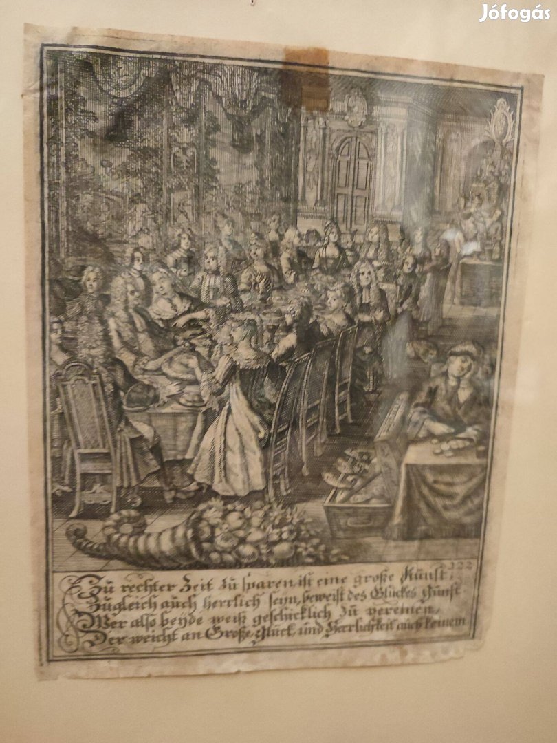 Rézkarc, 1700-as évek, német nyelvű, a jó erényekről