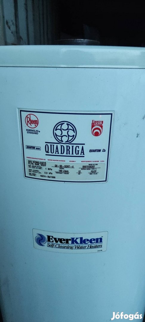 Rheem Quadriga gázüzemű vízmelegítő bojler