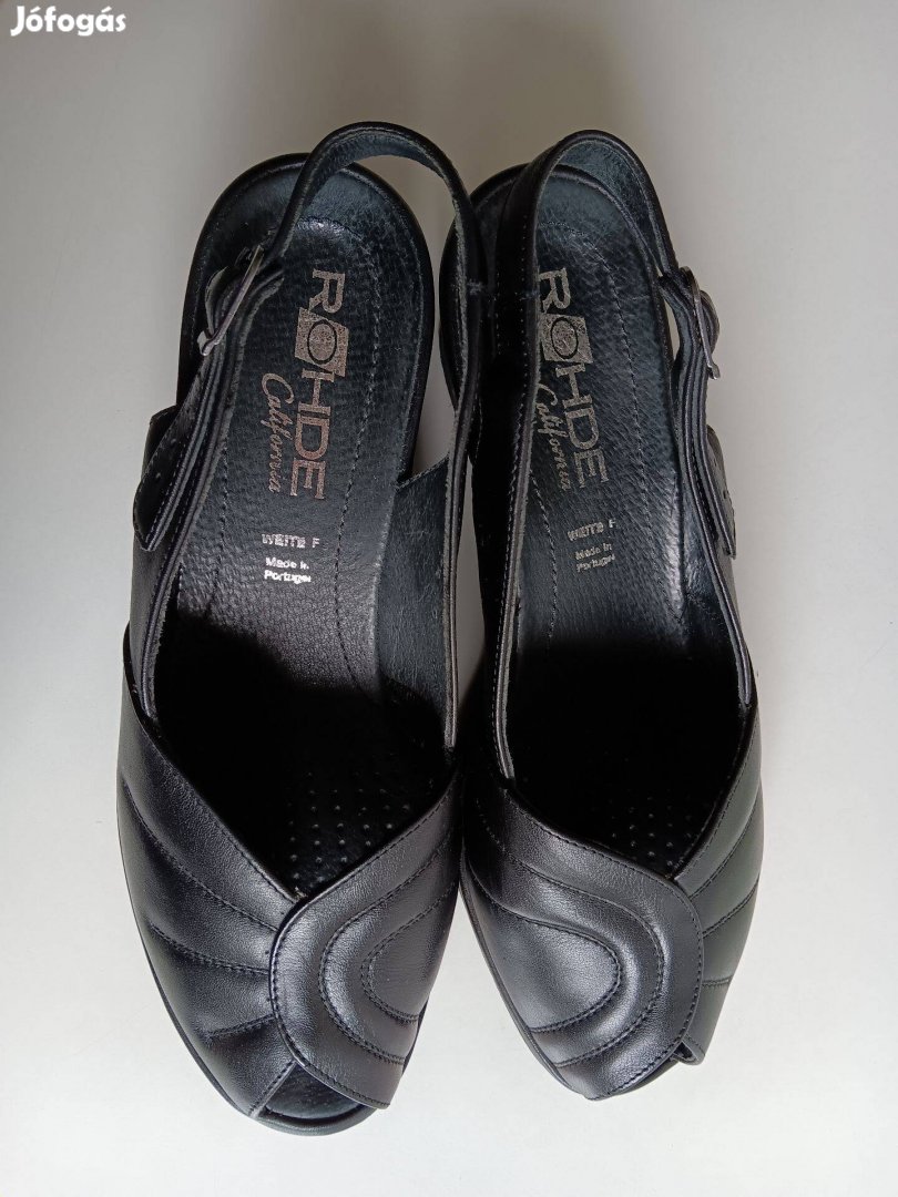 Rhode márkájú, elegáns bőr 41es fekete női szandál