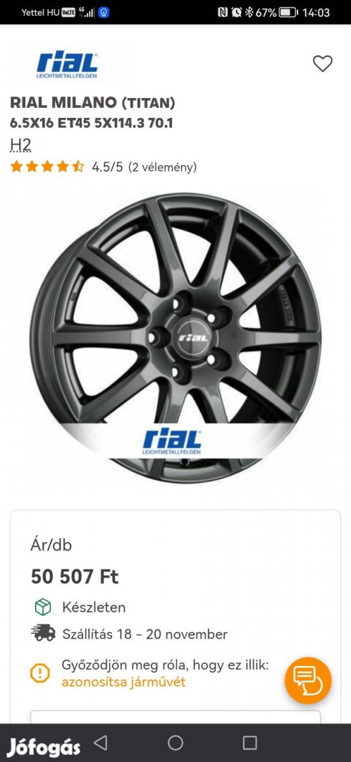 Rial alufelni kisebb hibákkal