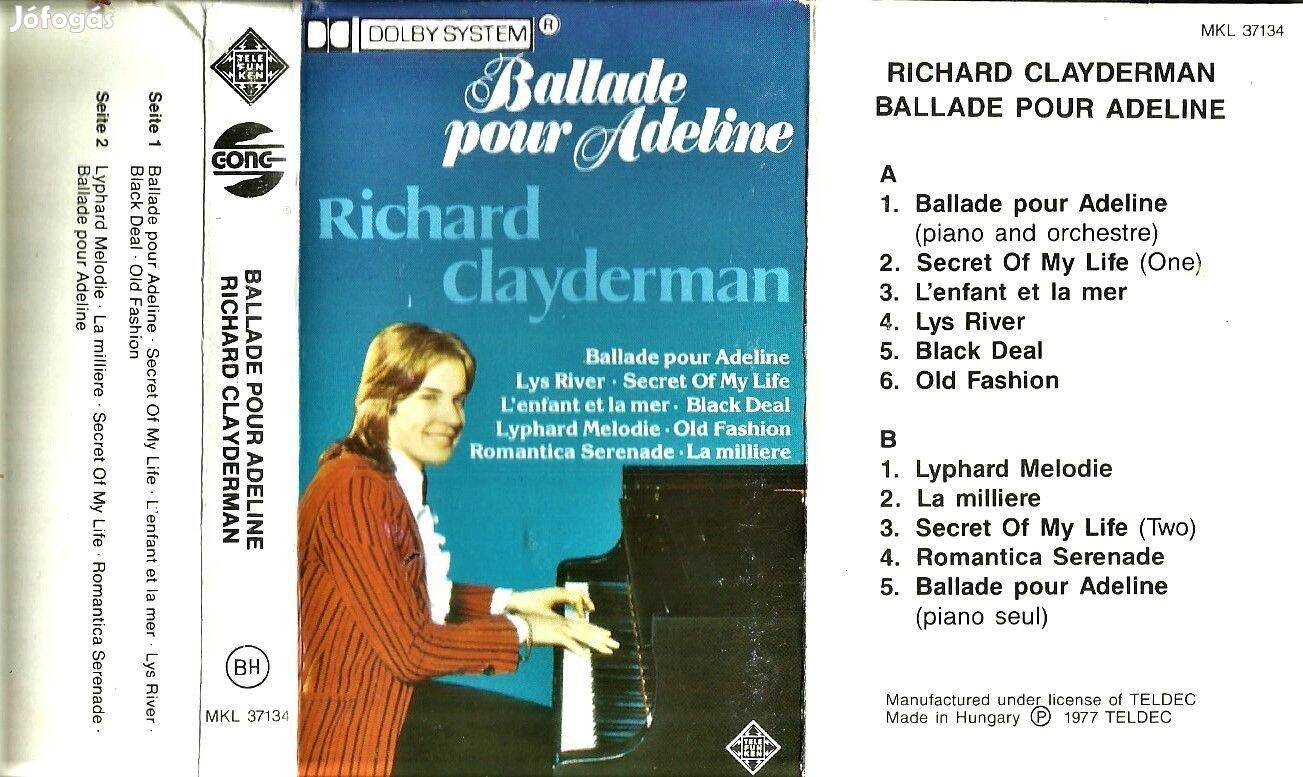 Richard Claiyderman magnókazettája: Ballade our Adelinev-újszerű