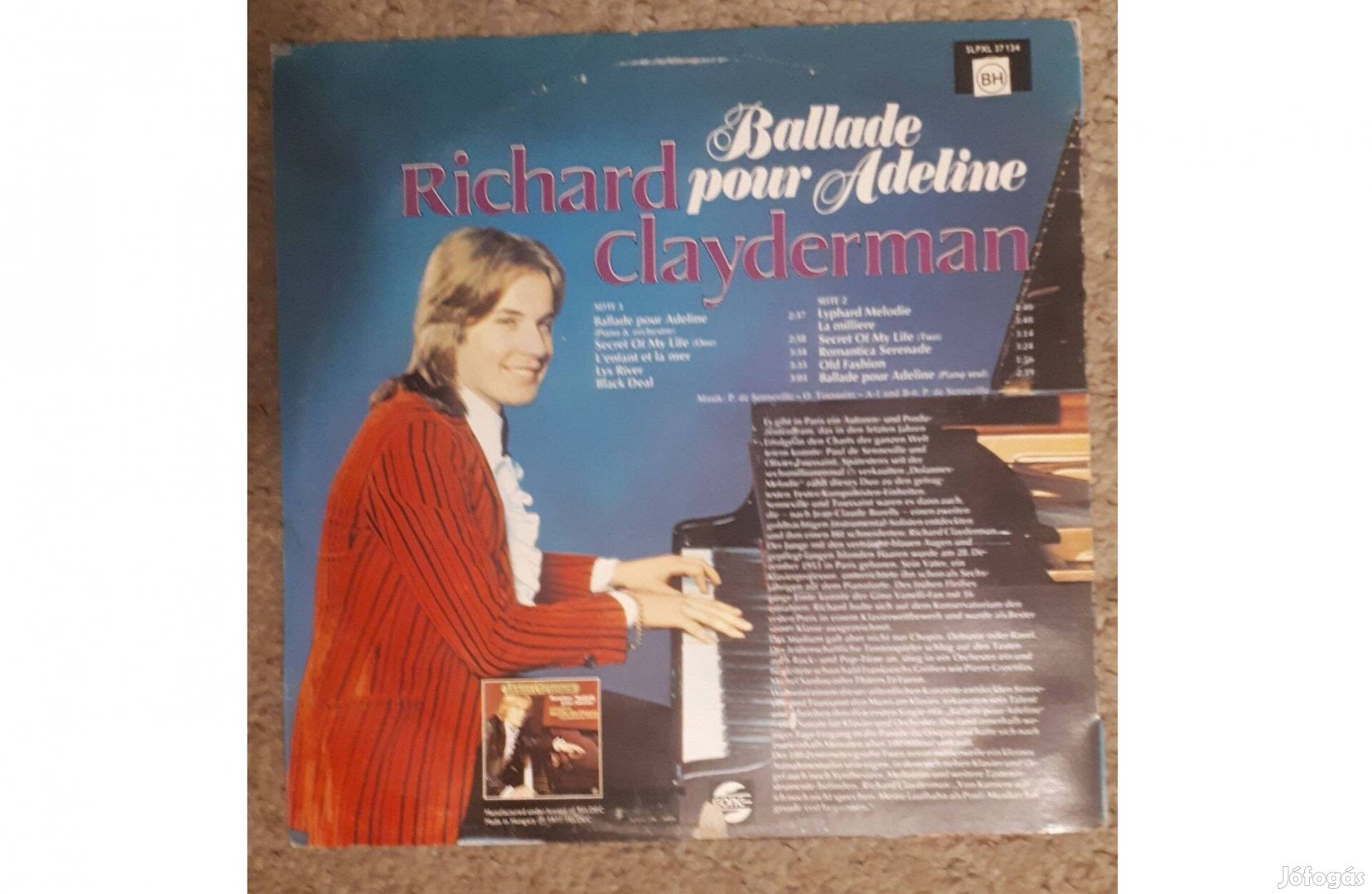 Richard Clayderman: Ballade Pour Adeline (1979) Hungary LP, bakelit