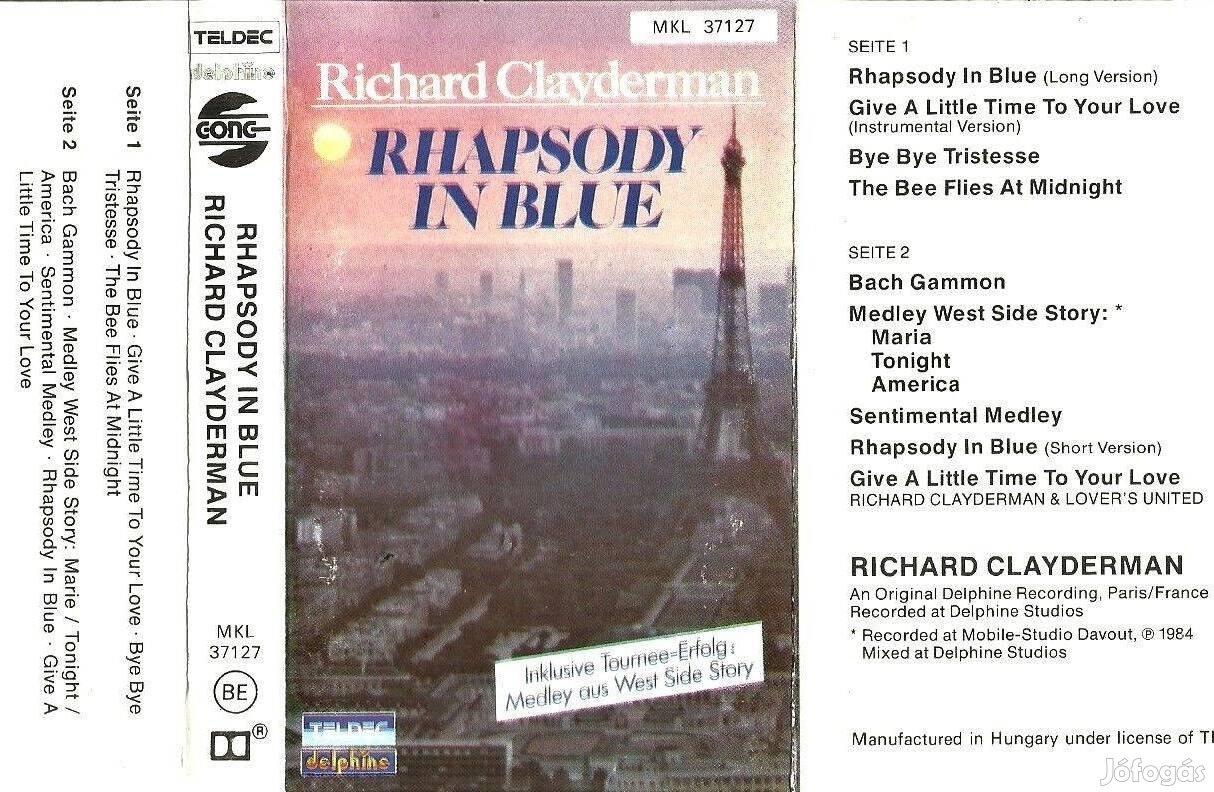 Richard Clayderman magnókazettja: Rhapsody in blue- újszerű állapotban