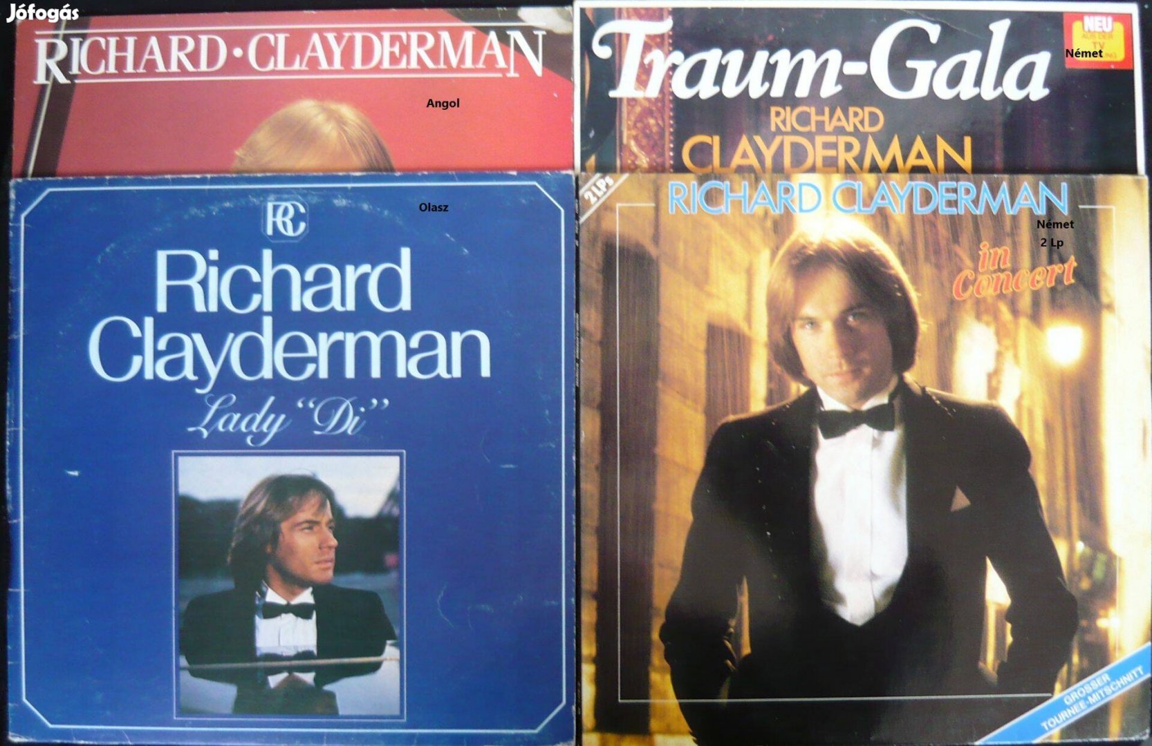 Richard Clayderman nyugati nyomású LP-kollekció (4 album, 5 hanglemez)