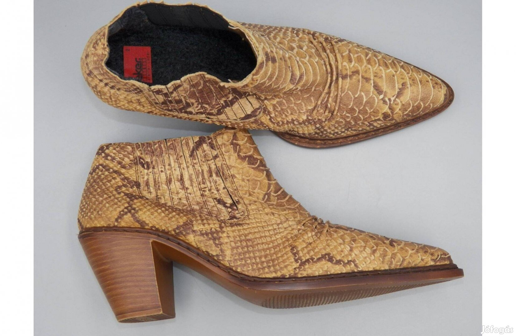 Rieker bőr bokacipő, kígyóbőrmintás, 41 -es