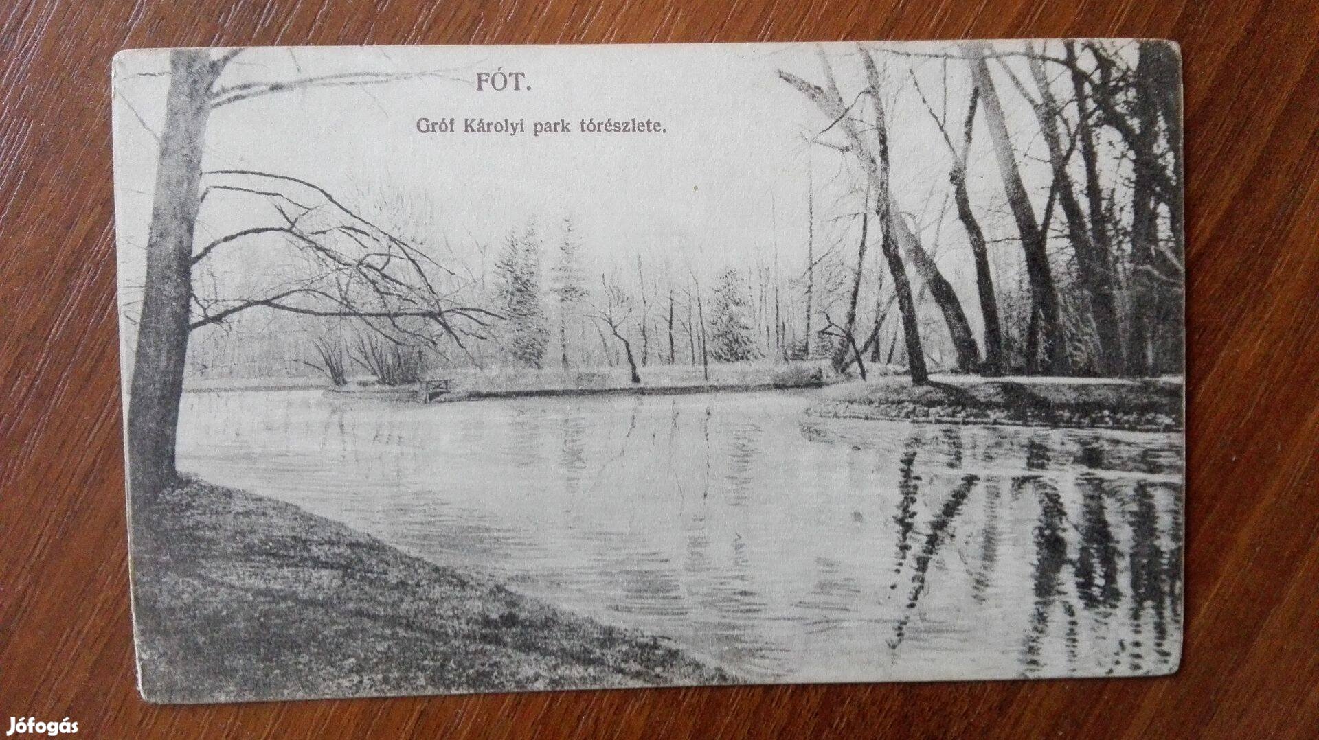 Ritka 1912-es Fóti képeslap " Gróf Károlyi Park Tórészlete "
