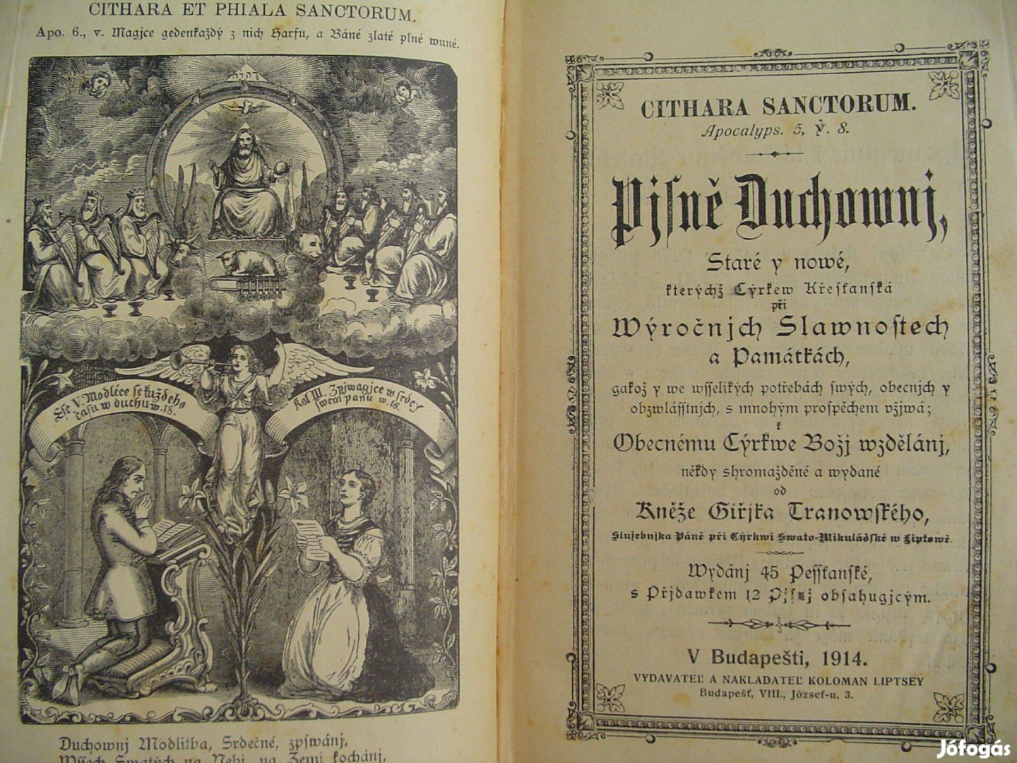 Ritka 1914-es Cithara Sanctorum szlovák szentkönyv