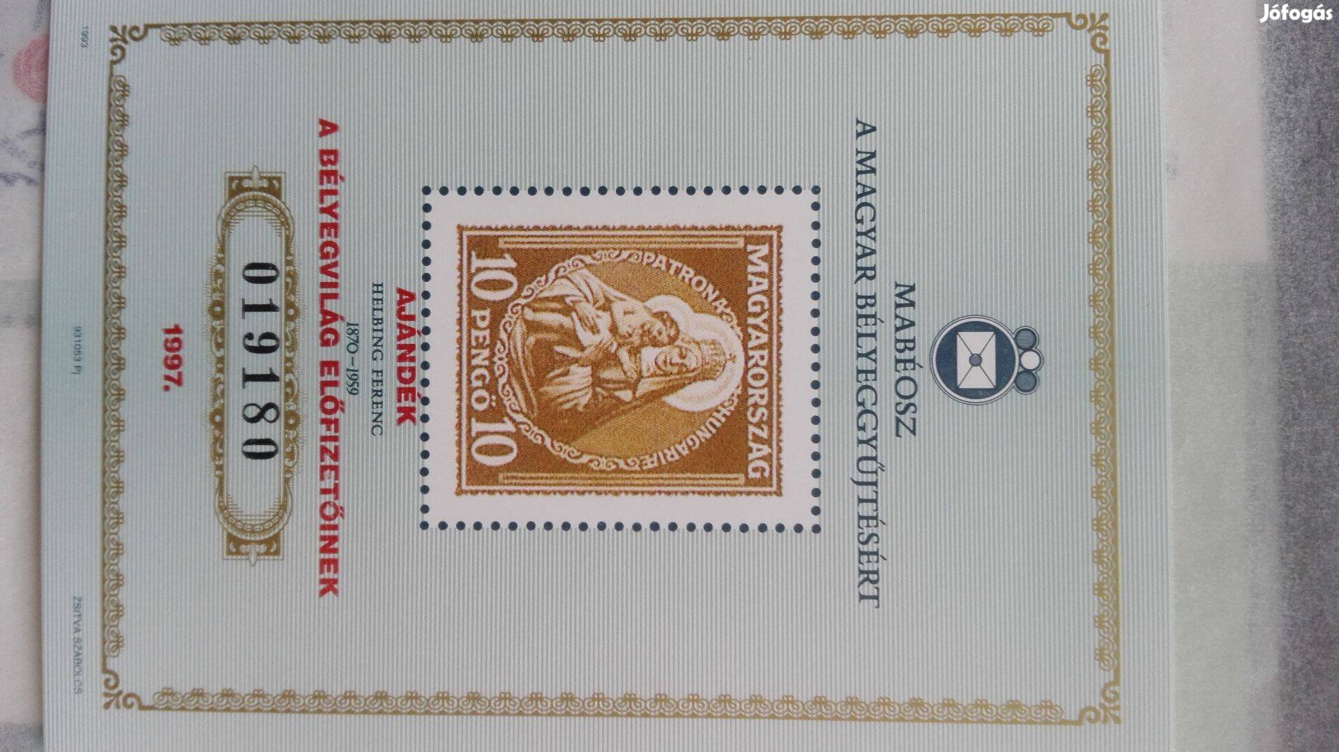 Ritka 1997-es Madonnás bélyeg emlékív felül nyomattal