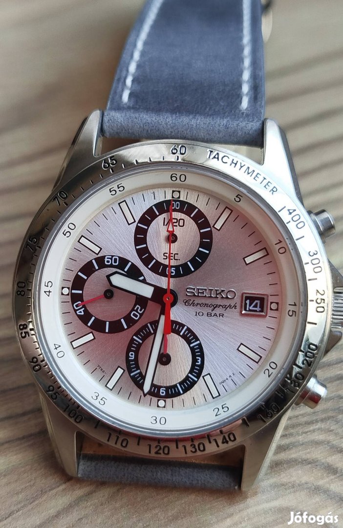 Ritka Seiko Chronograph óra (jelzett, gyári szijával)