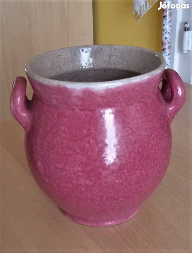 Ritka antik Zsolnay rózsaszín füles edény, szilke