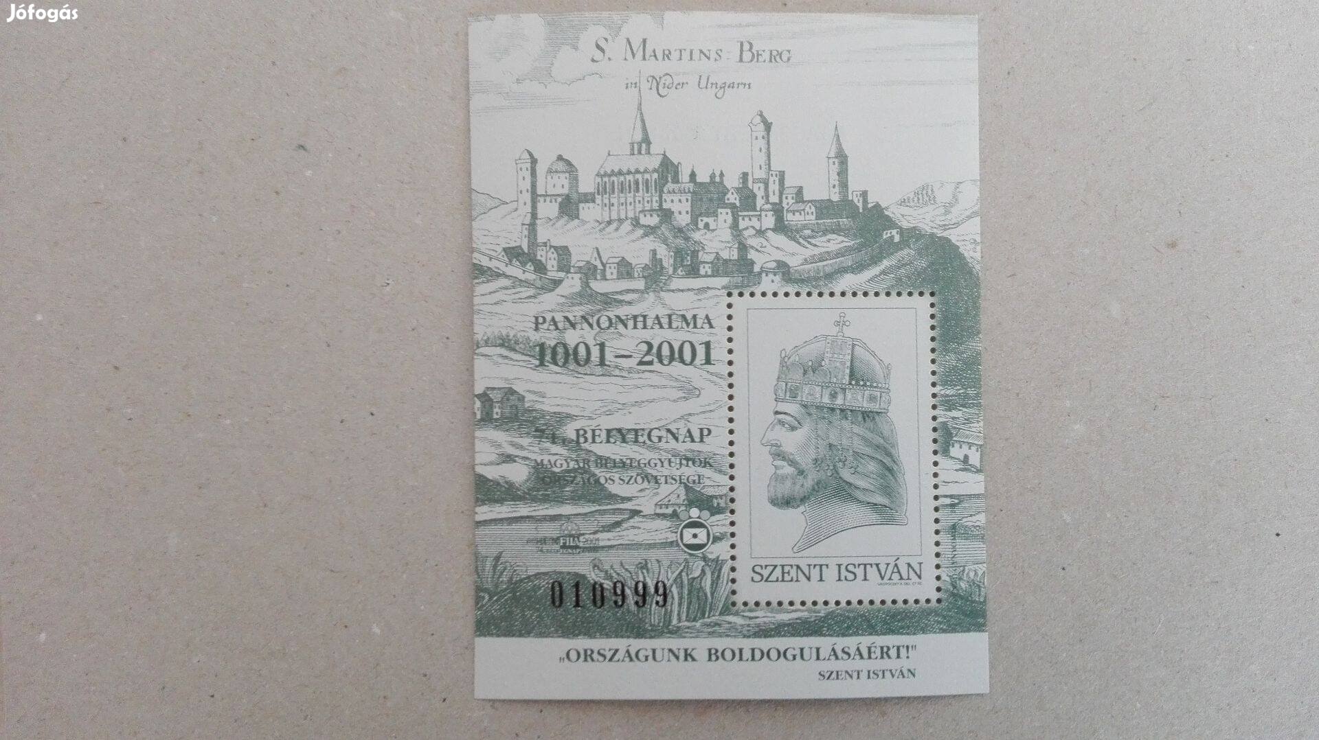 Ritka hátlapi felirattal Szent István 2001-es emlékív 74-dik bélye