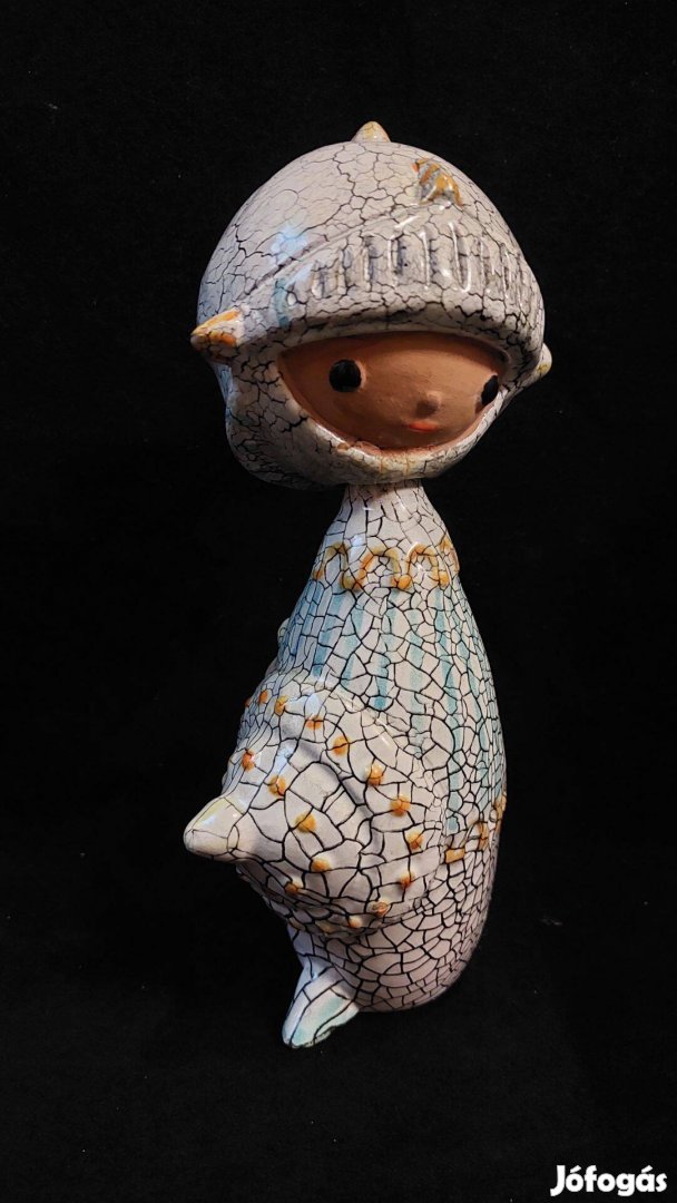 Ritka iparművész kerámia , forgófejű figura