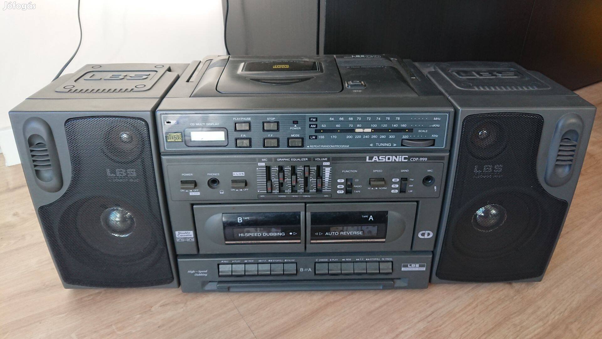 Ritka nagy dög Lasonic CDP-999 boombox sztereó rádió kazettás CD magnó