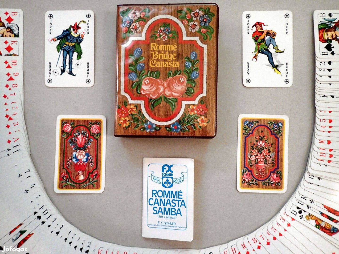 Ritka retró Dupla pakli rusztikus virágos népi folklór