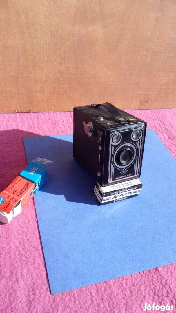 Ritka retró vintage kamera lencse Agfa Synchro Box 120 tekercses