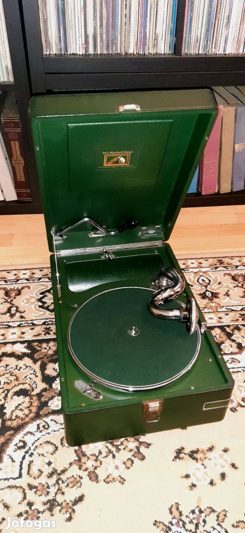 Ritkaság! Zöld, His Master s Voice, gramofon, gramafon,