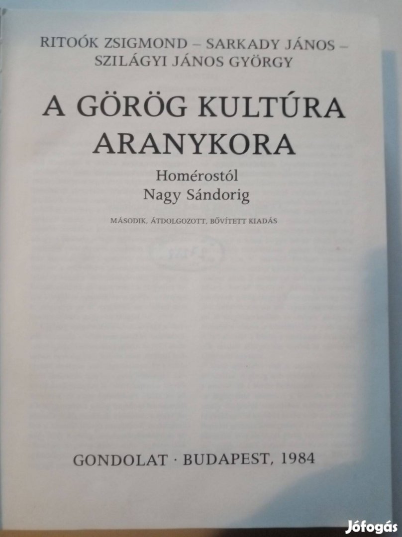 Ritoók - Sarkady A görög kultúra aranykora
