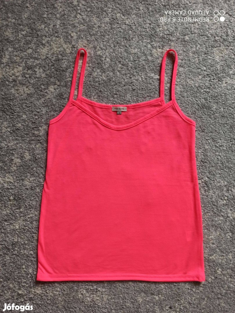 River Island neon pink pántos top, felső 34-es