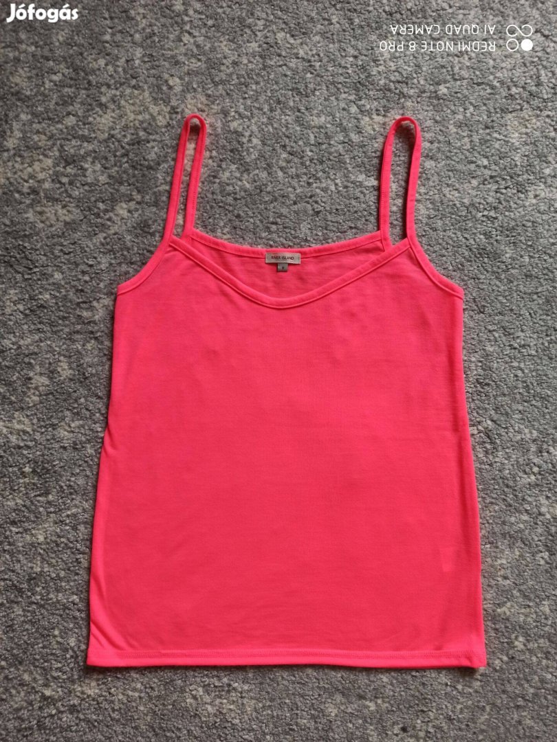 River Island neon pink pántos top, felső 34-es