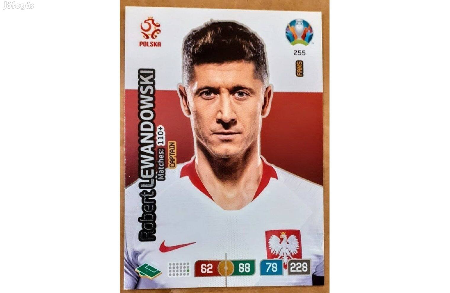 Robert Lewandowski Lengyelország Captain focis kártya Panini Euro 2020