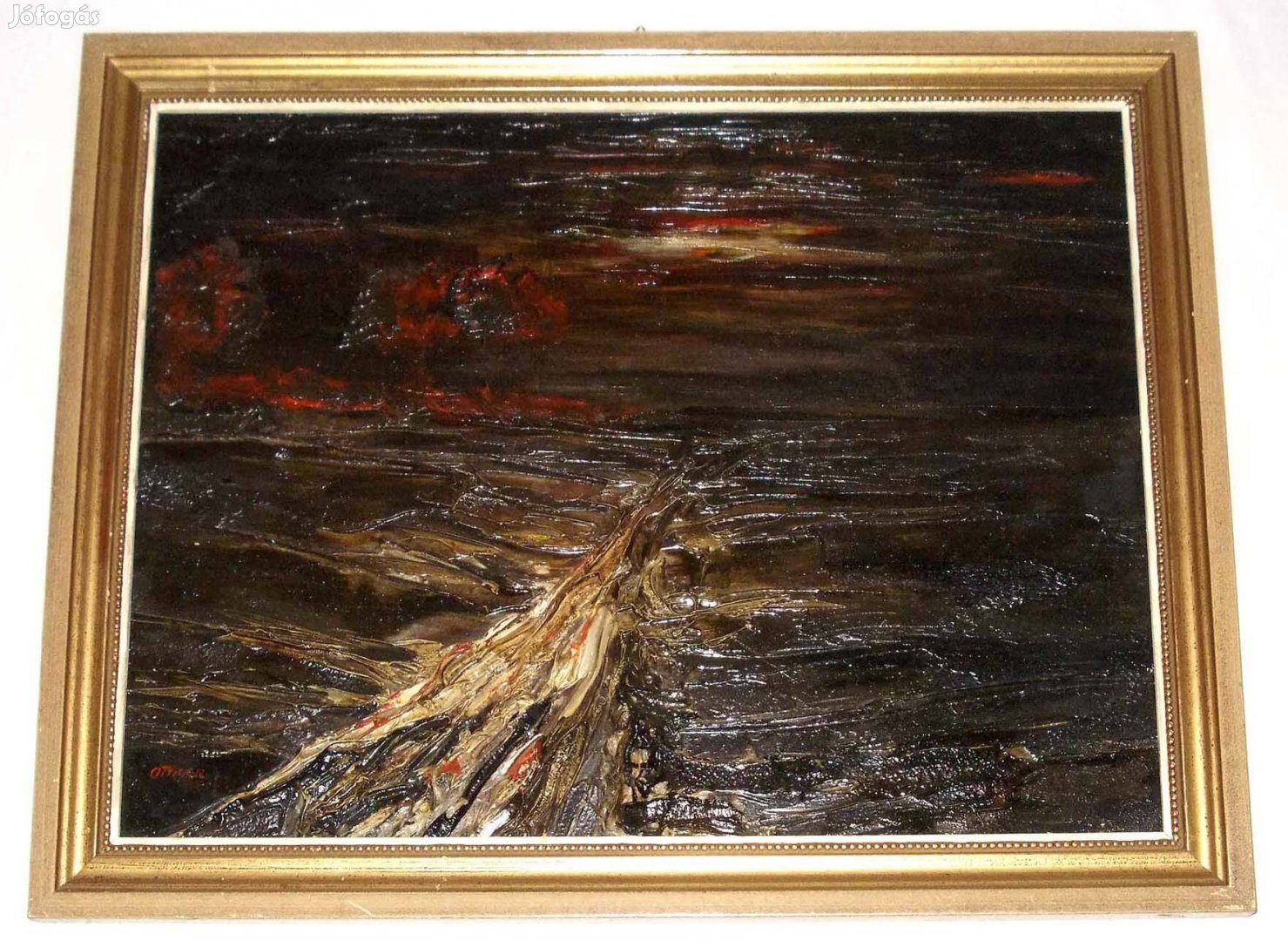 Robert Ottiger festmény. A svájci művész erős faktúrájú alkotása