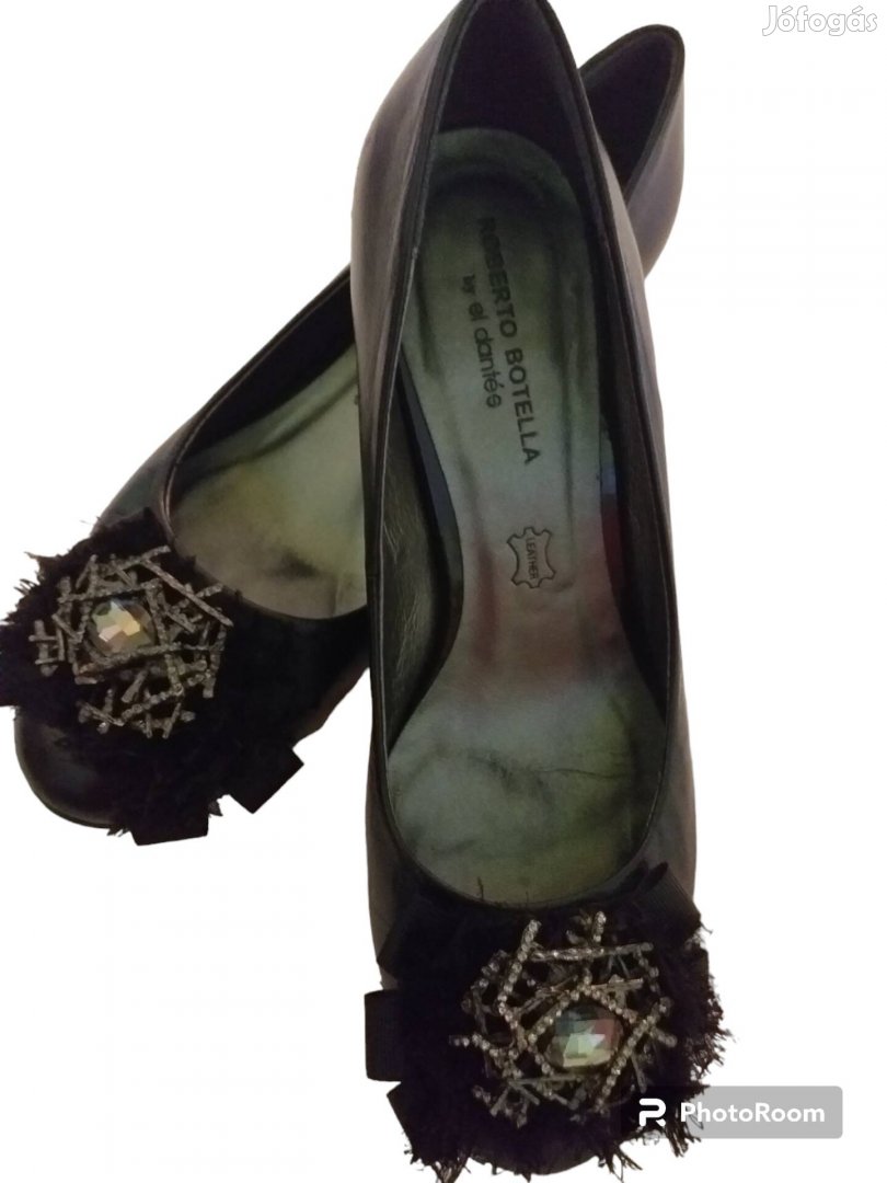Roberto Botella fekete alkalmi bőr cipő