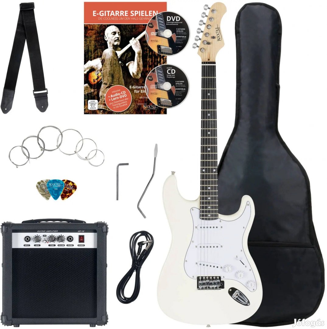 Rocktile Banger's Pack Elektromos Gitár Készlet, 7 darabos Fehér
