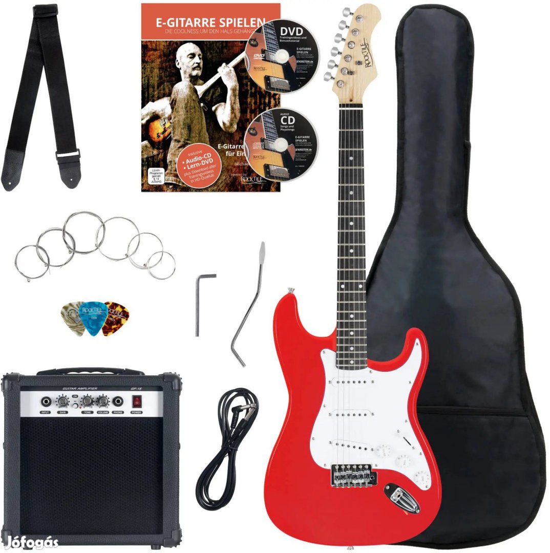 Rocktile Banger's Pack Elektromos Gitár Készlet, 7 darabos Piros