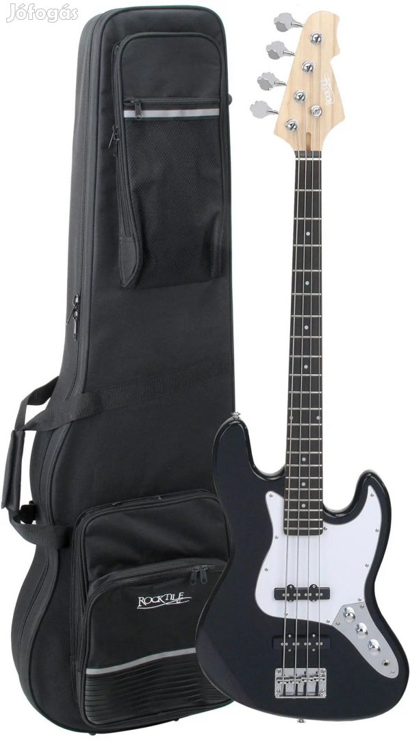 Rocktile Fatboy II E-Basszusgitár Fekete LK SET könnyű tokkal