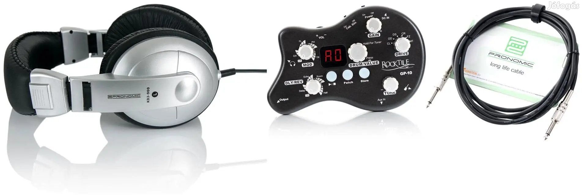 Rocktile GP-10 Fejhallgató Erősítő & Multieffekt KÉSZLET beleértve a