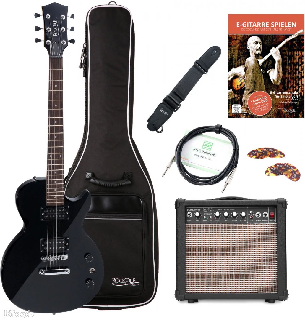 Rocktile LP-100 SB elektromos gitár fekete kezdő készlet