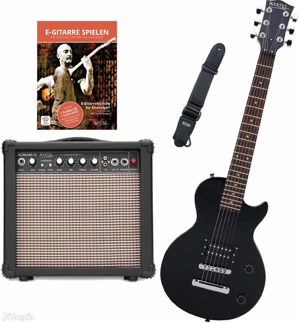 Rocktile L-50B Junior 3/4-méretű Elektromos Gitár KÉSZLET erősítővel,