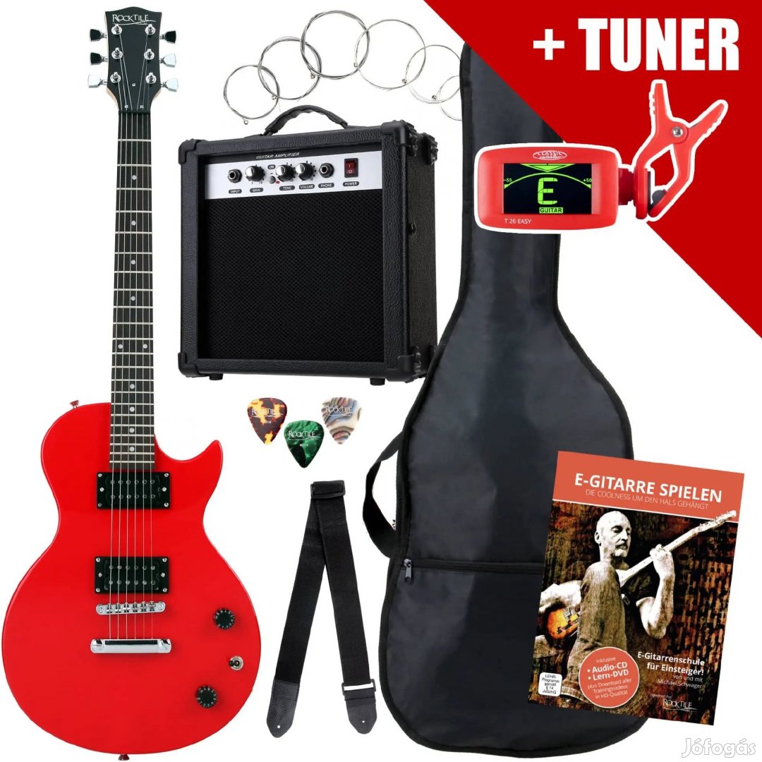 Rocktile L-Pack Elektromos Gitár Készlet piros erősítővel, tokkal,