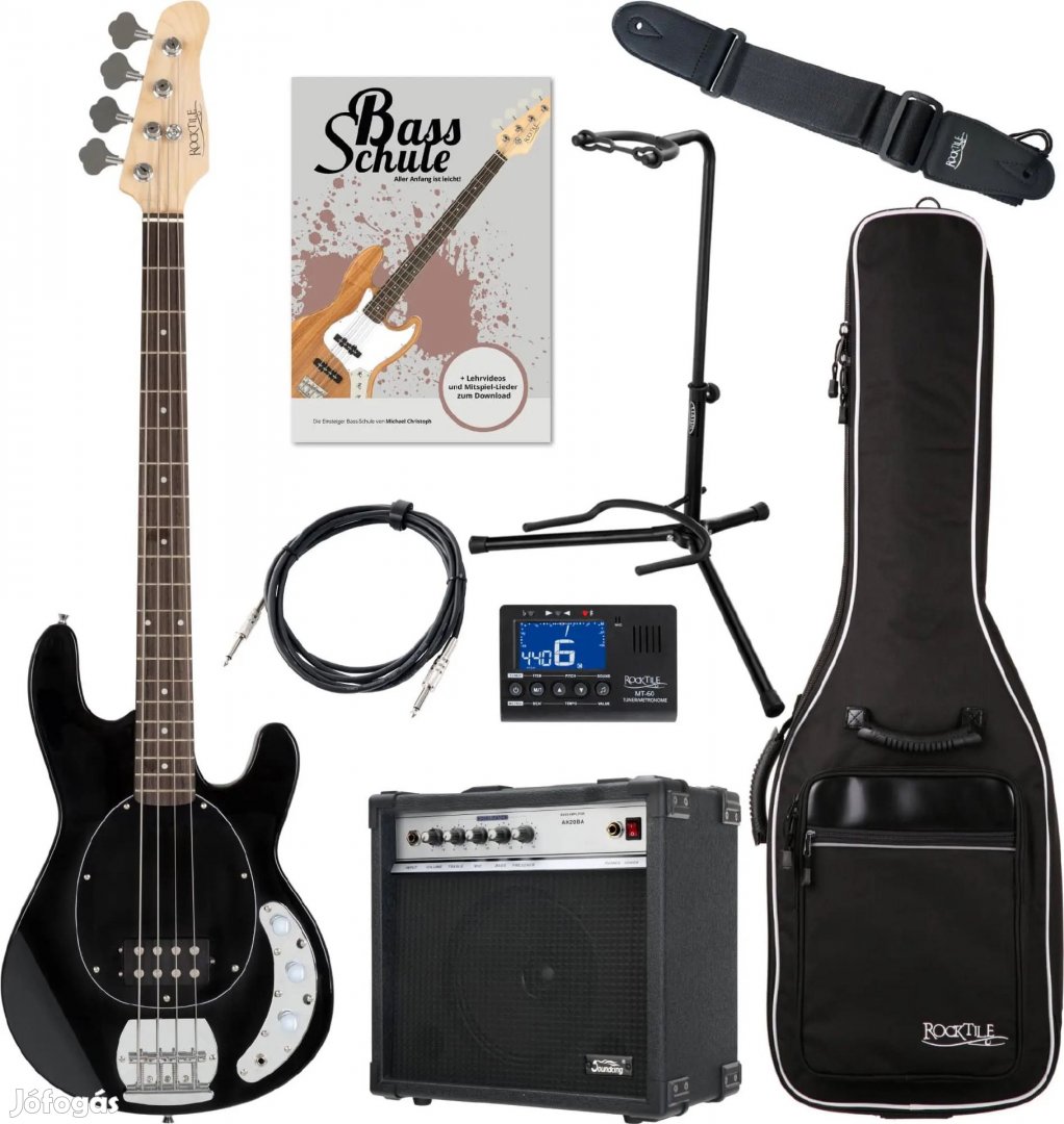 Rocktile MB-4 BK Elektromos basszusgitár fekete szuper szett